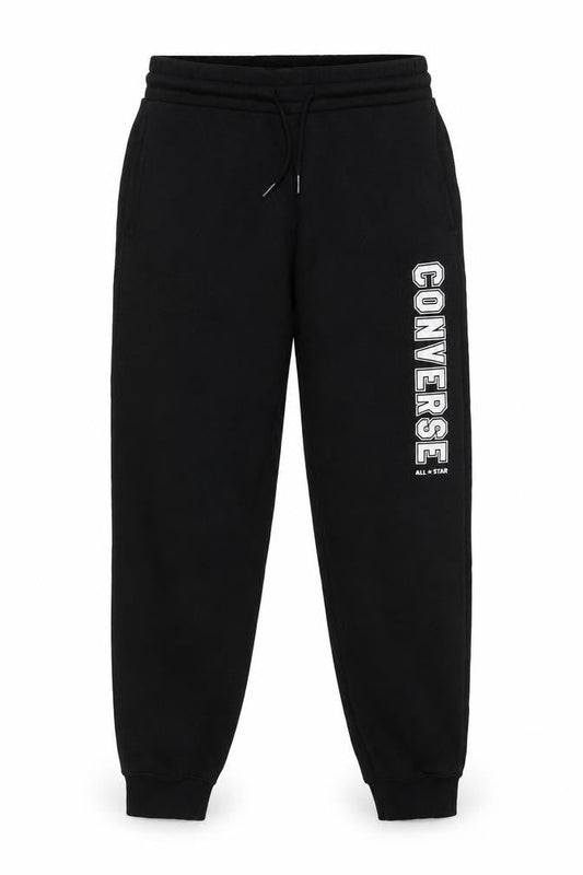 Front view of Converse unisex black jogger xs casual elastic waist