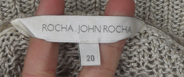 Womens UK Size 20 Rocha John Rocha Beige Cardigan Jumper