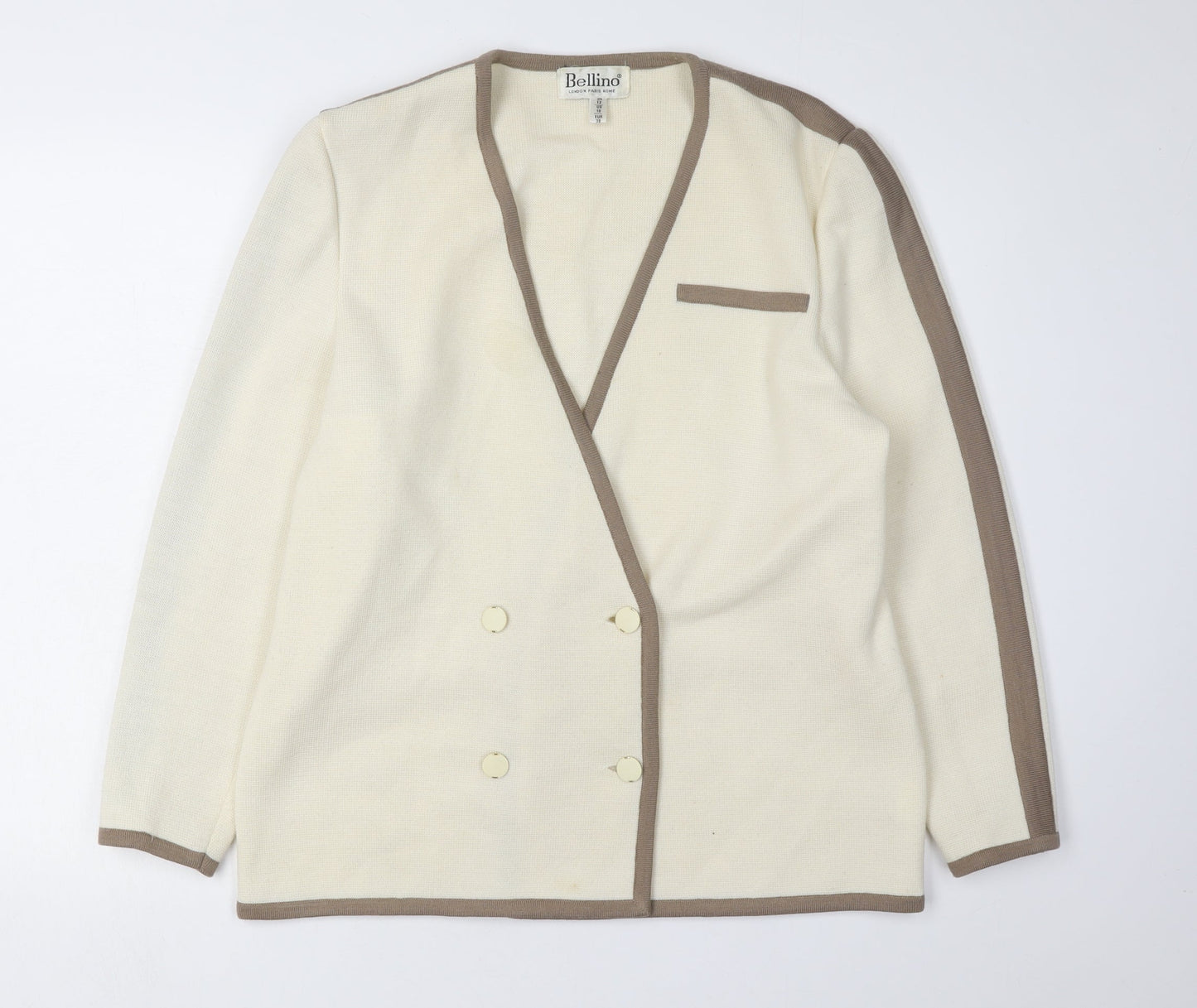 Womens UK Size 12 Bellino Ivory Cardigan Jumper