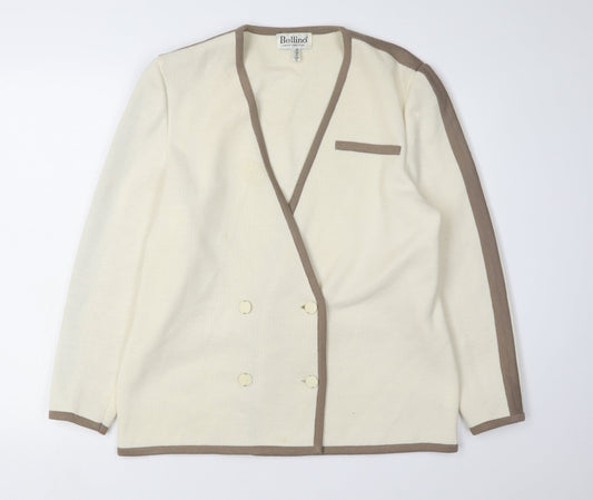 Womens UK Size 12 Bellino Ivory Cardigan Jumper