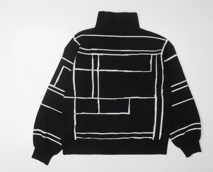 Nine West Women's Black Geometric Full Zip Jumper Size L
