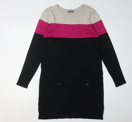 BHS Women's Black Colourblock Knit Dress Size 12