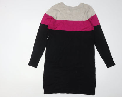 BHS Women's Black Colourblock Knit Dress Size 12