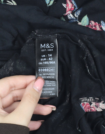 Womens UK Size 14 Marks and Spencer Black Tunic Blouse