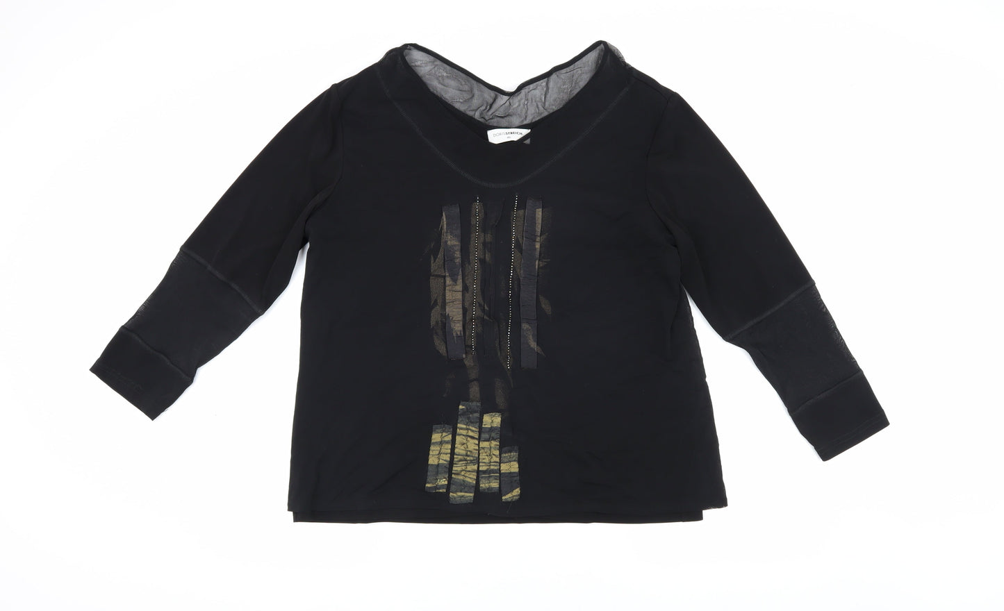 Doris Streich Women's Black V-Neck Top Size 18