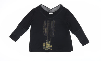 Doris Streich Women's Black V-Neck Top Size 18
