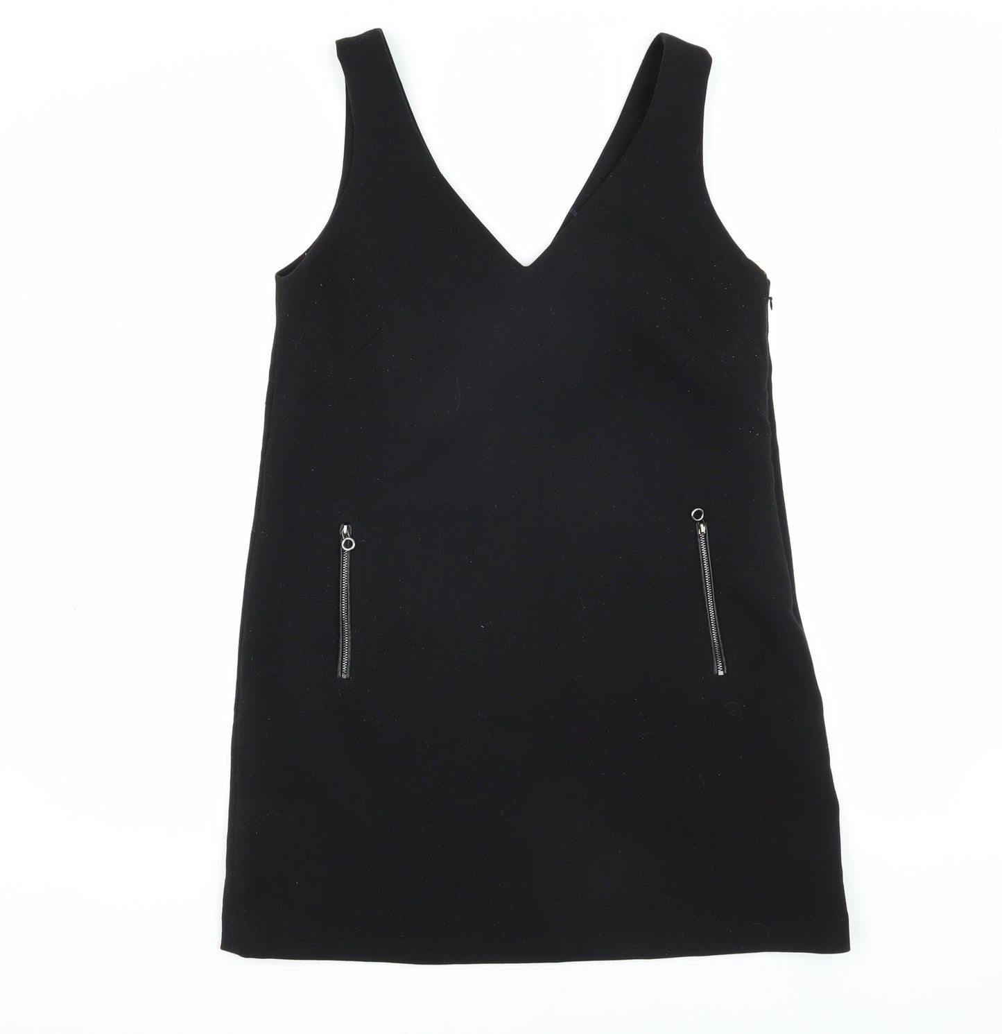 EDC Women's Black Pinafore Dress Size 10 with Zip Accents