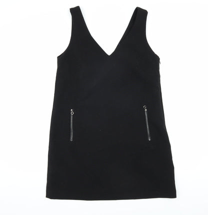 EDC Women's Black Pinafore Dress Size 10 with Zip Accents