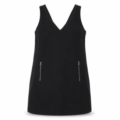 EDC Women's Black Pinafore Dress Size 10 with Zip Accents