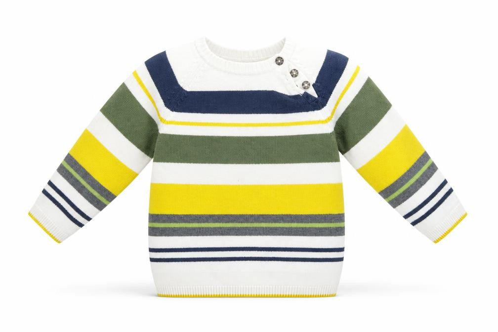 Front view of H&M unisex baby multicoloured striped pullover 12-18 months
