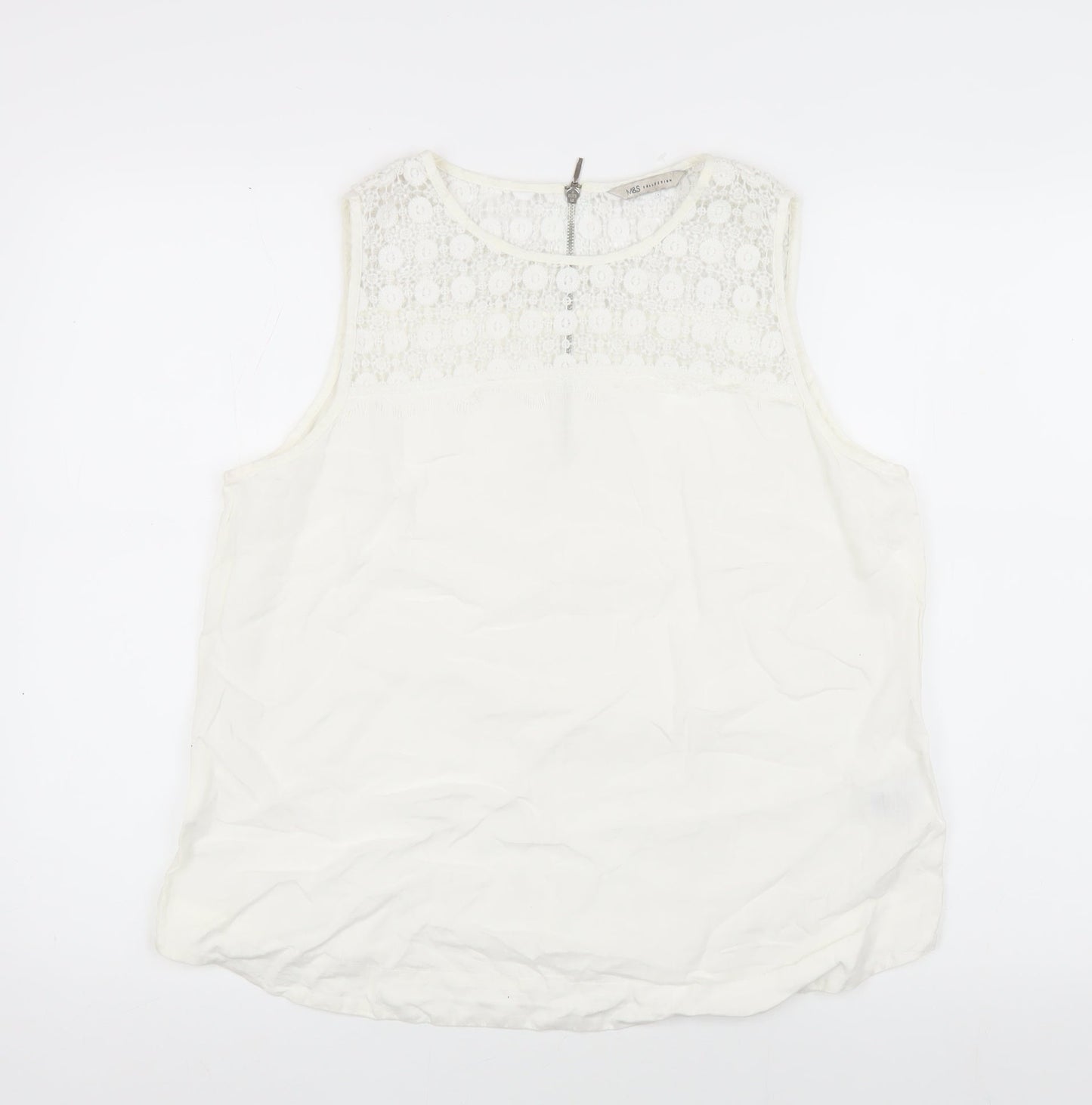 Womens UK Size 14 Marks and Spencer White  Blouse