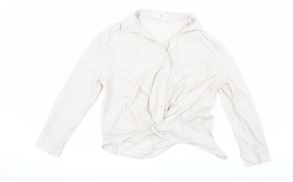 MNG Casual Women's Beige Button-Up Shirt, Size 4