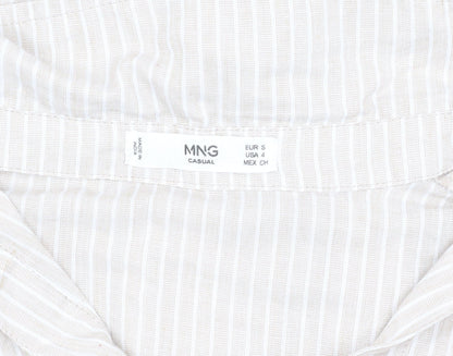 MNG Casual Women's Beige Button-Up Shirt, Size 4