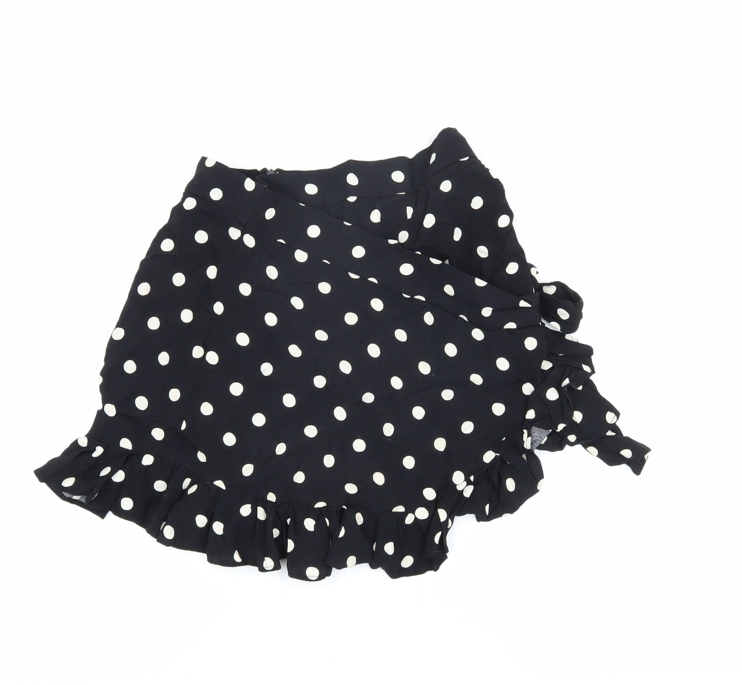 Zara Women's Black Polka Dot Wrap Shorts S