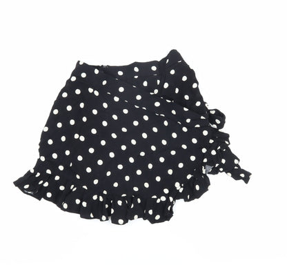 Zara Women's Black Polka Dot Wrap Shorts S
