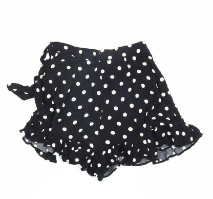 Zara Women's Black Polka Dot Wrap Shorts S