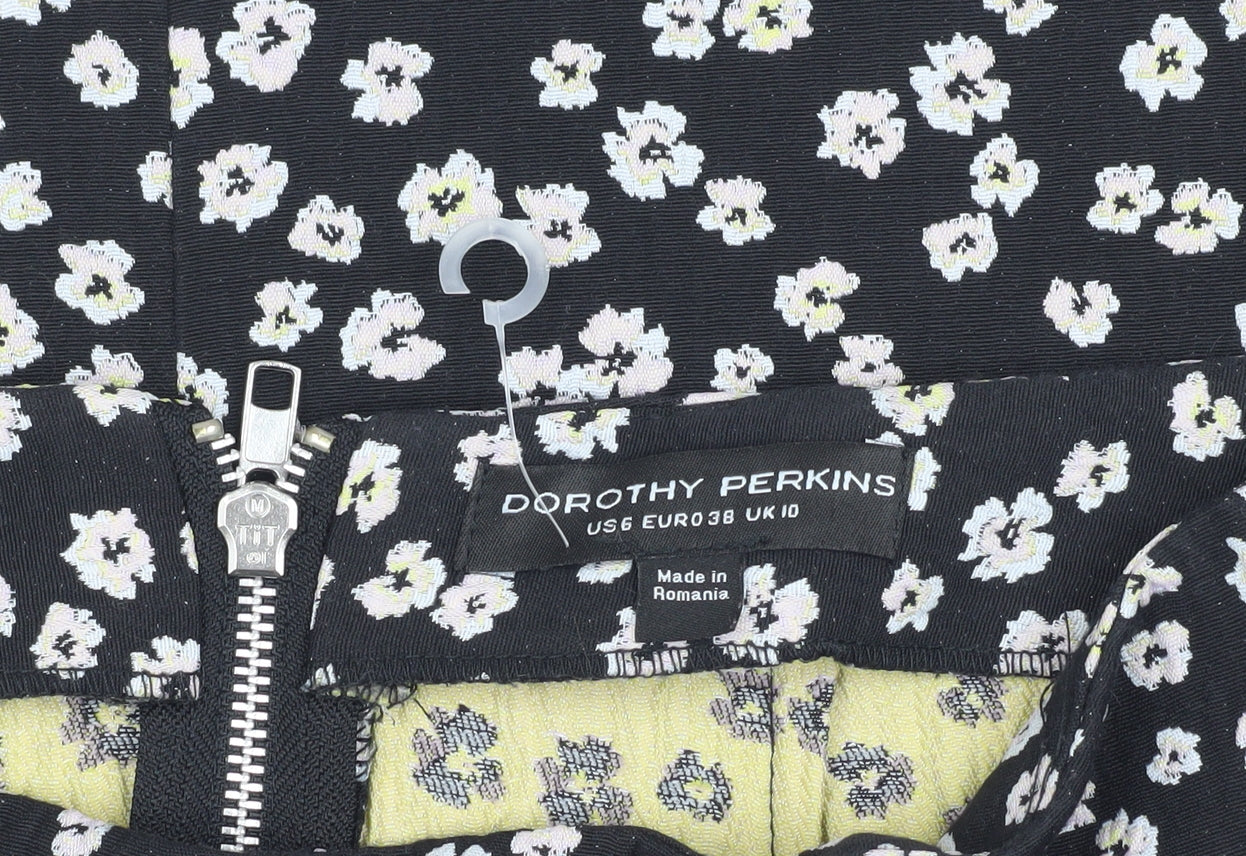 Dorothy Perkins Women's Black Floral Skirt Size 10