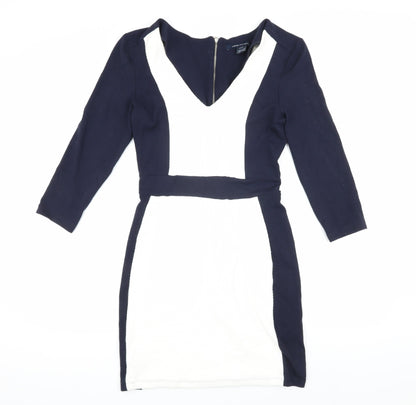 French Connection Women’s Black White Bodycon Dress Size 12