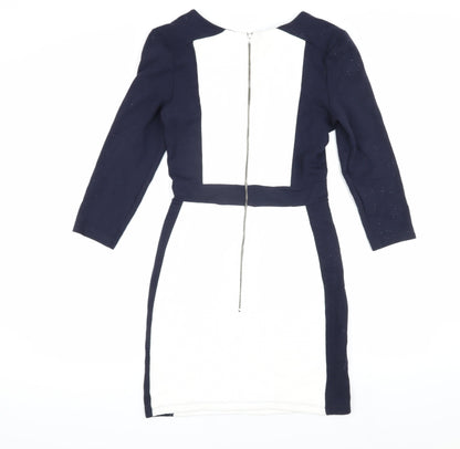 French Connection Women’s Black White Bodycon Dress Size 12