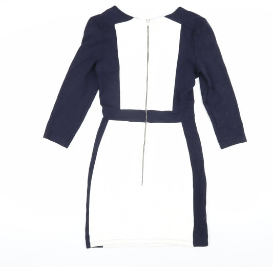 French Connection Women’s Black White Bodycon Dress Size 12