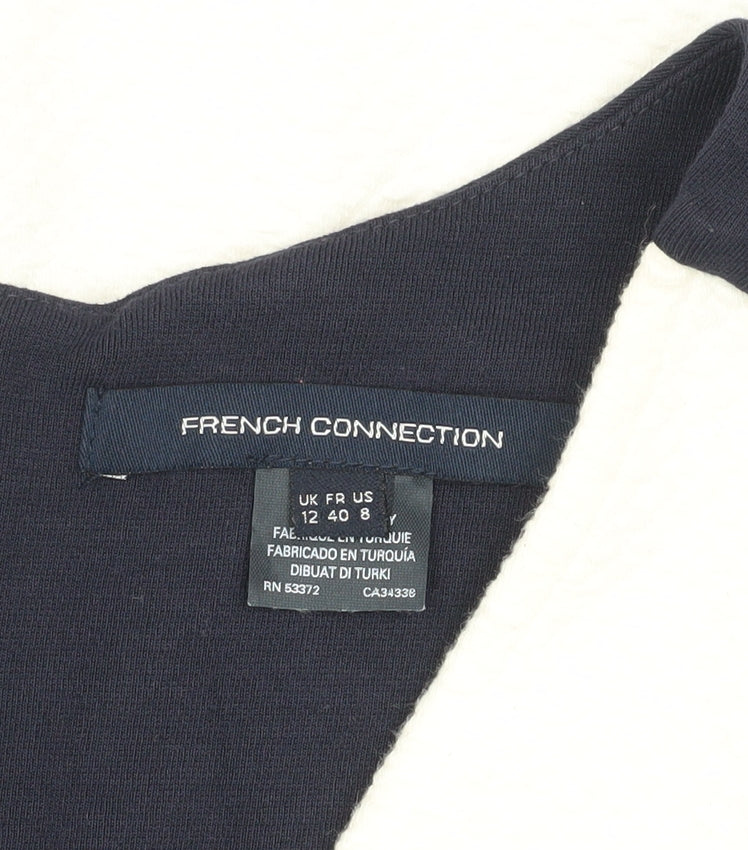 French Connection Women’s Black White Bodycon Dress Size 12