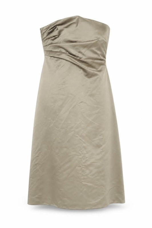 Front view of Kaleidoscope Women's Beige Strapless Midi Dress