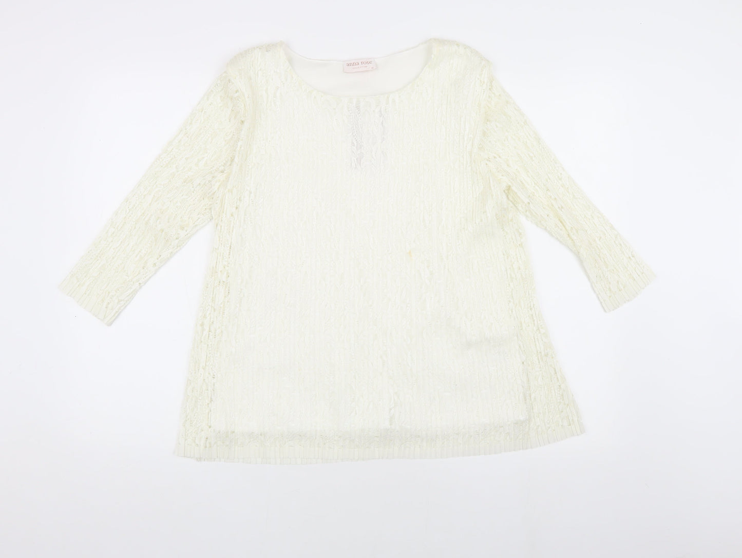 Anna Rose Women's Ivory Lace Top Medium