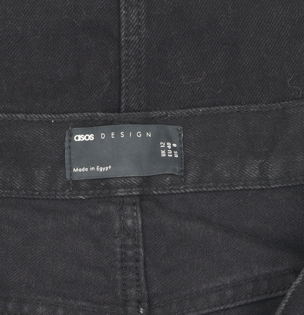 ASOS Women's Black Cotton Short Skirt, Size 12