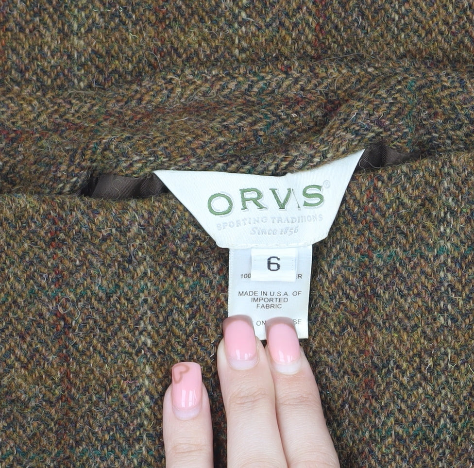 Orvis Women's Brown Tweed Midi Skirt Size 6