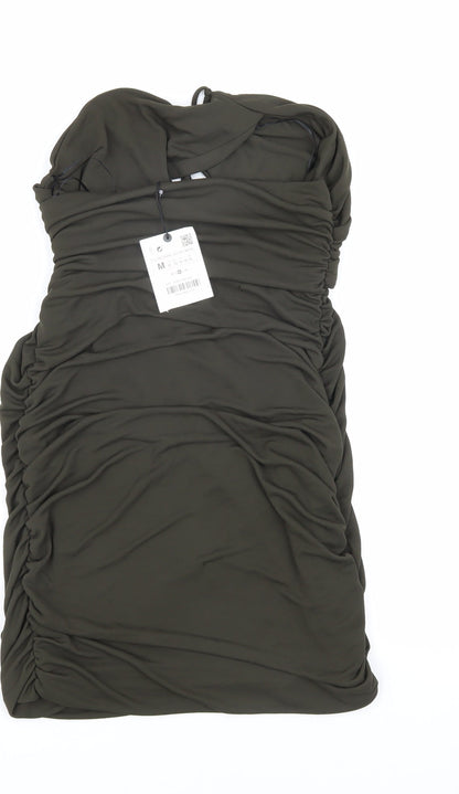 ZARA Women's Green Bodycon Dress, Size 12, Party-Ready