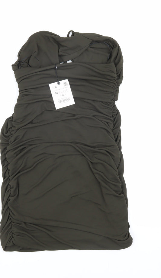 ZARA Women's Green Bodycon Dress, Size 12, Party-Ready