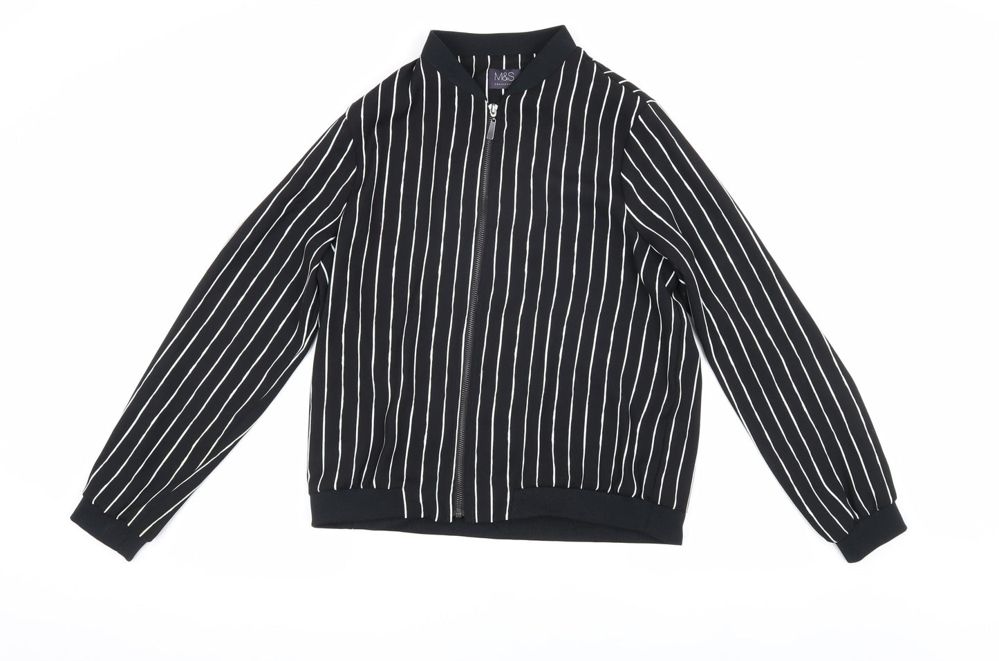 Womens UK Size 12 Marks and Spencer Black Bomber Jacket