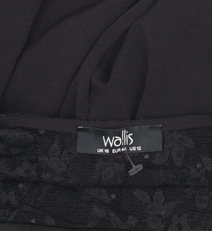 Wallis Women Black Lace Jumpsuit Size 16 Party Wear