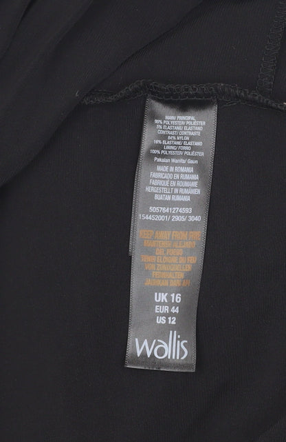 Wallis Women Black Lace Jumpsuit Size 16 Party Wear