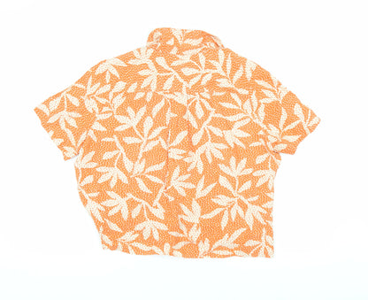 ISLE Orange Floral Women's Button-Up Shirt Size 14