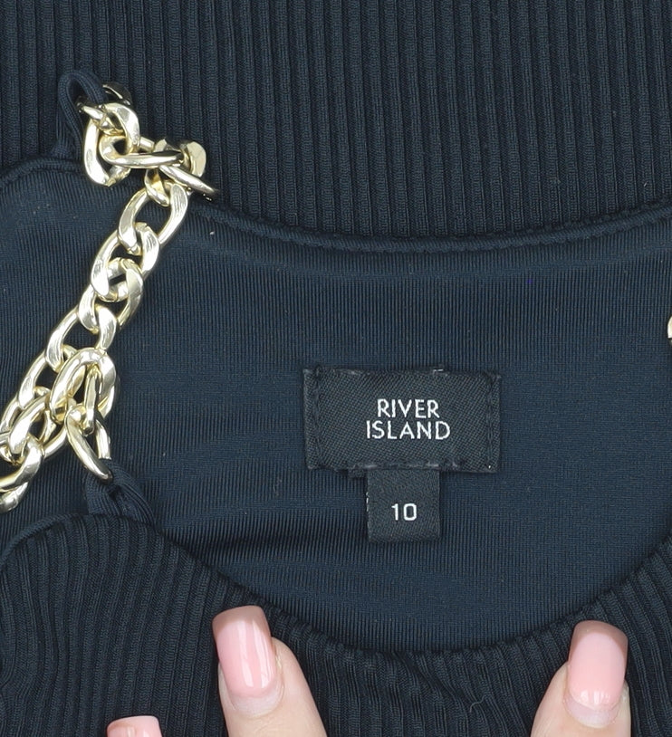 Womens UK Size 10 River Island Black Camisole Blouse