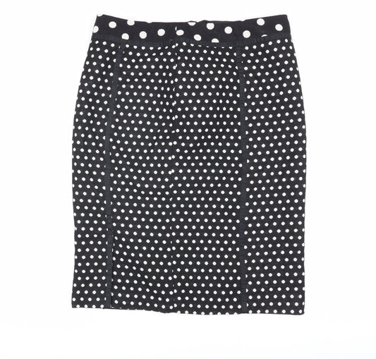 Laura Ashley Women's Black Polka Dot Pencil Skirt