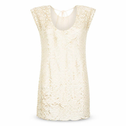 ASOS Women's Beige Sequin Short Sleeve Dress