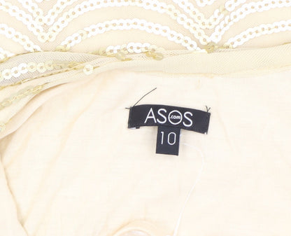 ASOS Women's Beige Sequin Short Sleeve Dress