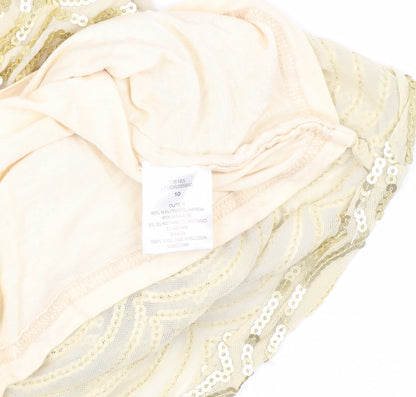 ASOS Women's Beige Sequin Short Sleeve Dress