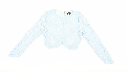Womens UK Size 10 Missguided Blue Cropped Blouse