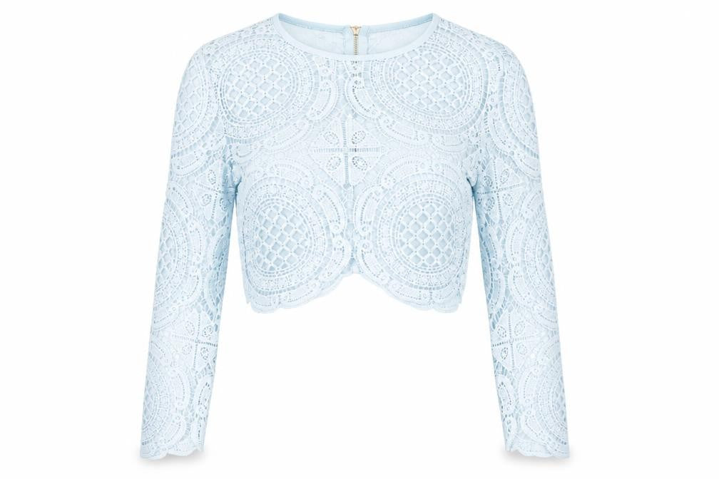 Womens UK Size 10 Missguided Blue Cropped Blouse