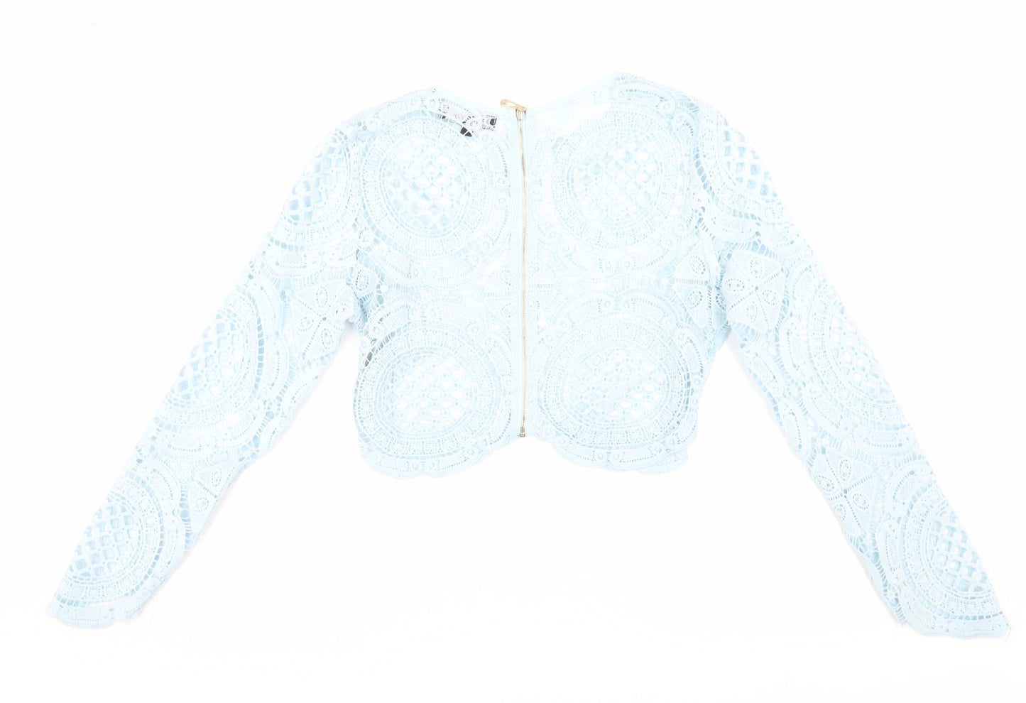 Womens UK Size 10 Missguided Blue Cropped Blouse