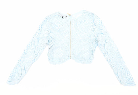 Womens UK Size 10 Missguided Blue Cropped Blouse
