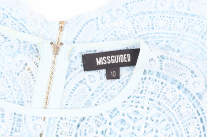 Womens UK Size 10 Missguided Blue Cropped Blouse