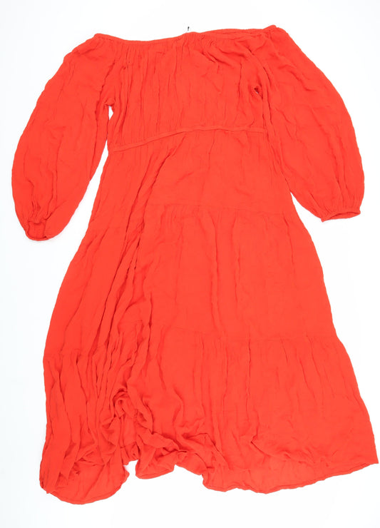 Marks and Spencer Women Red Off Shoulder Dress Size 20