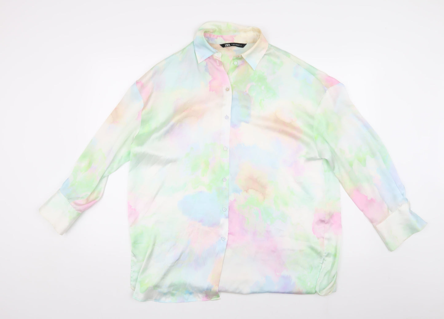 Womens UK Size XS Zara Multicoloured Basic Button-Up