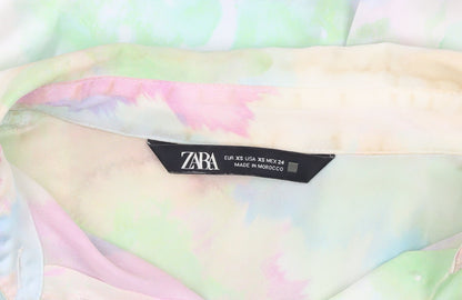 Womens UK Size XS Zara Multicoloured Basic Button-Up