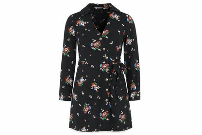 Miss Selfridge Women’s Black Floral Wrap Dress Size 10