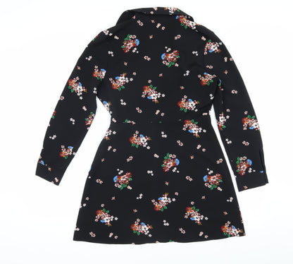 Miss Selfridge Women’s Black Floral Wrap Dress Size 10